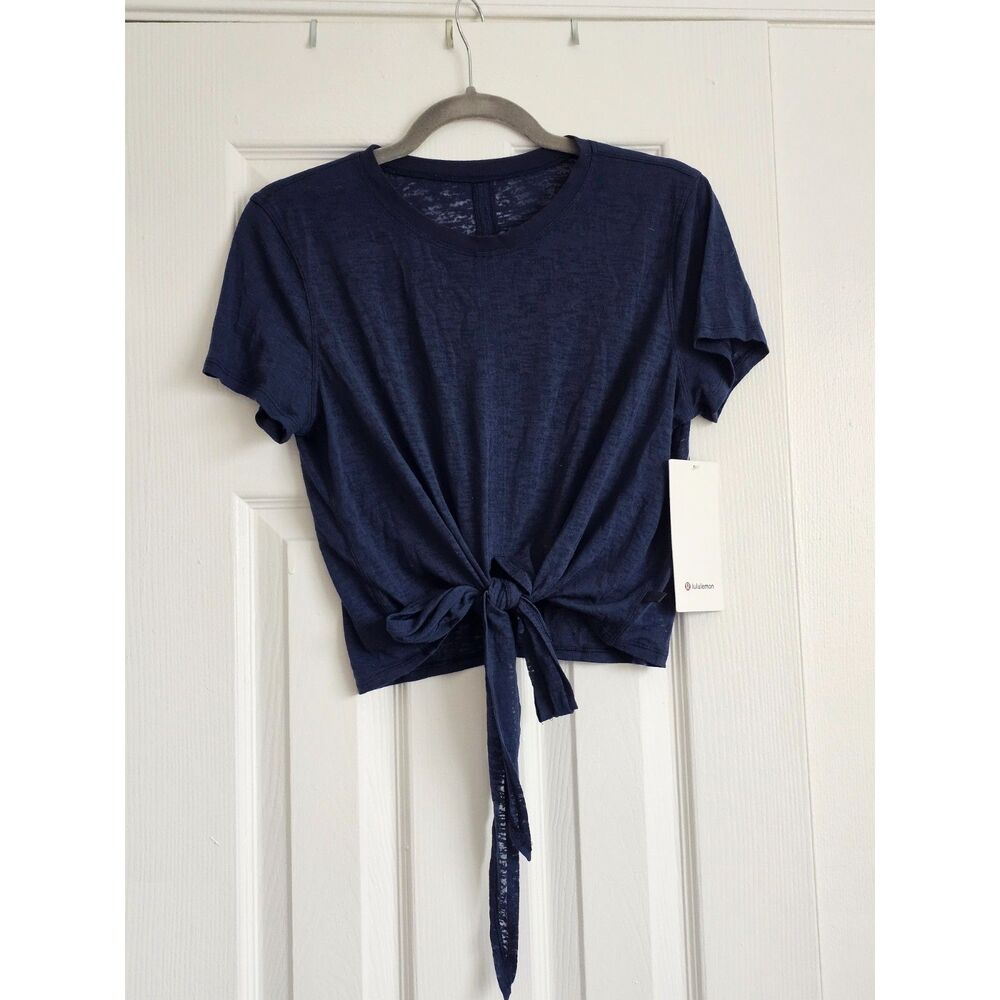 Lululemon Tie-Waist Breathable Short-Sleeve Shirt true navy Size 6